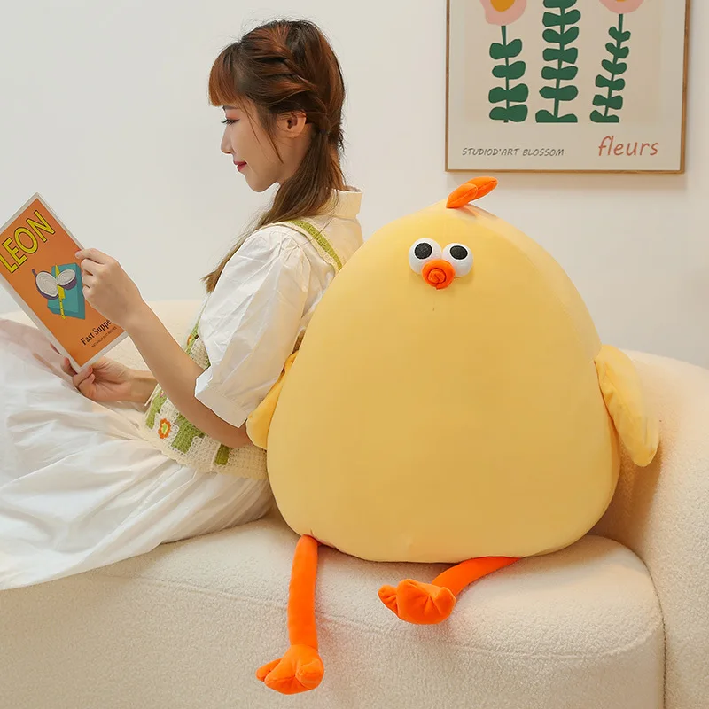 Soft Yellow Fat Chick Stuffed Toys Sofa Decoration Plush Pillow Stress Relief Dolls