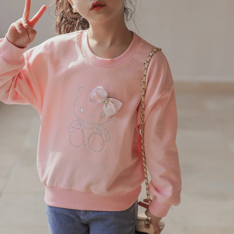 Toddler Clothes Toddler Girl Hoodies Kitty Cartoon Pink Pullover Children Tracksuits Clothing K ids Cotton Sweatshirt Hoodie
