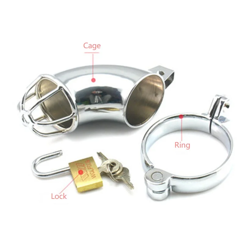 metal male chastity device with anal cock ring lock cage sex products for male