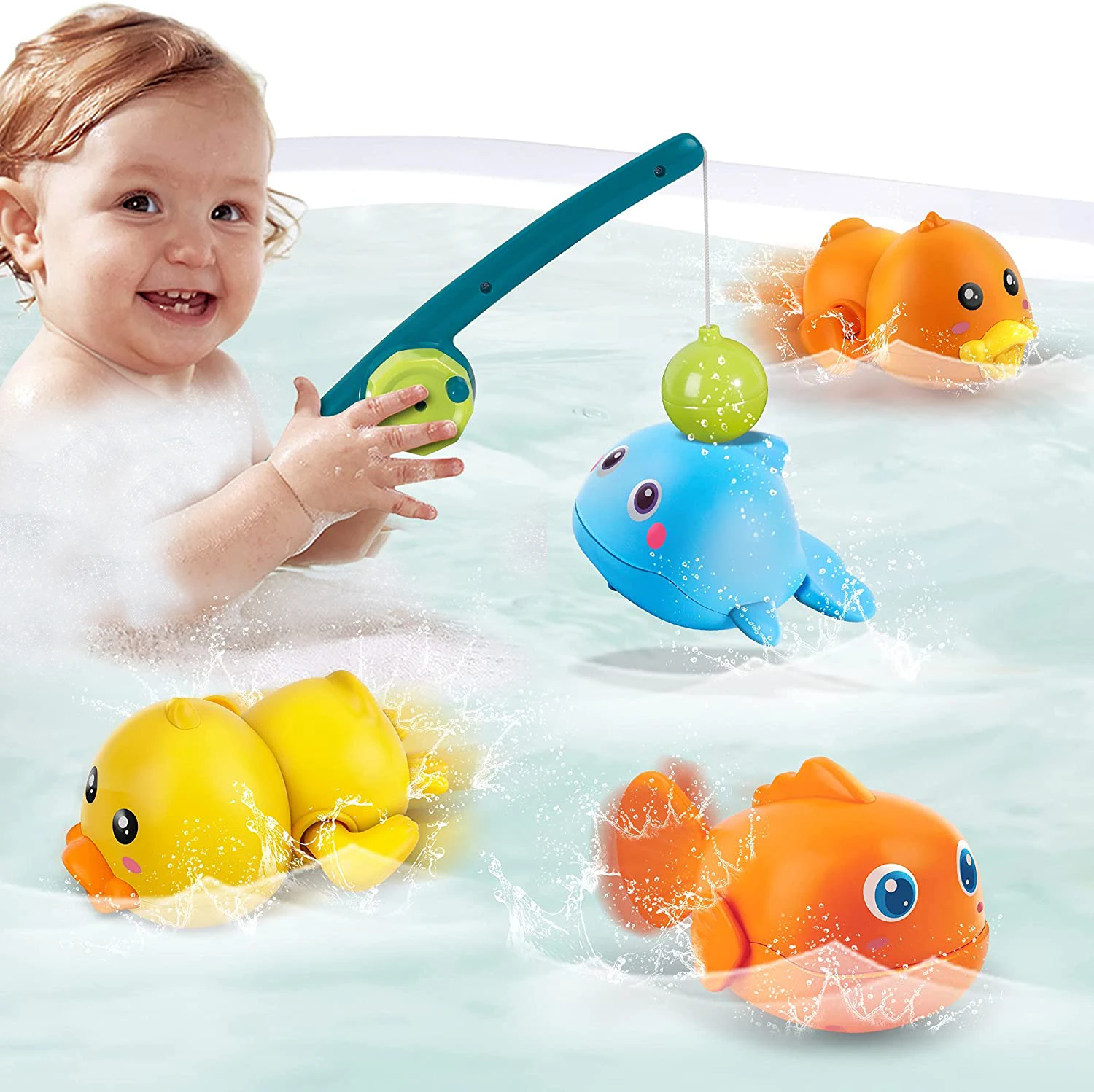 DADI OEM&ODM Hot Sale Toddlers Swimming Fishing Game Toy Water Play 2022 Bath Toys Set Kids Fishing Bath Toy