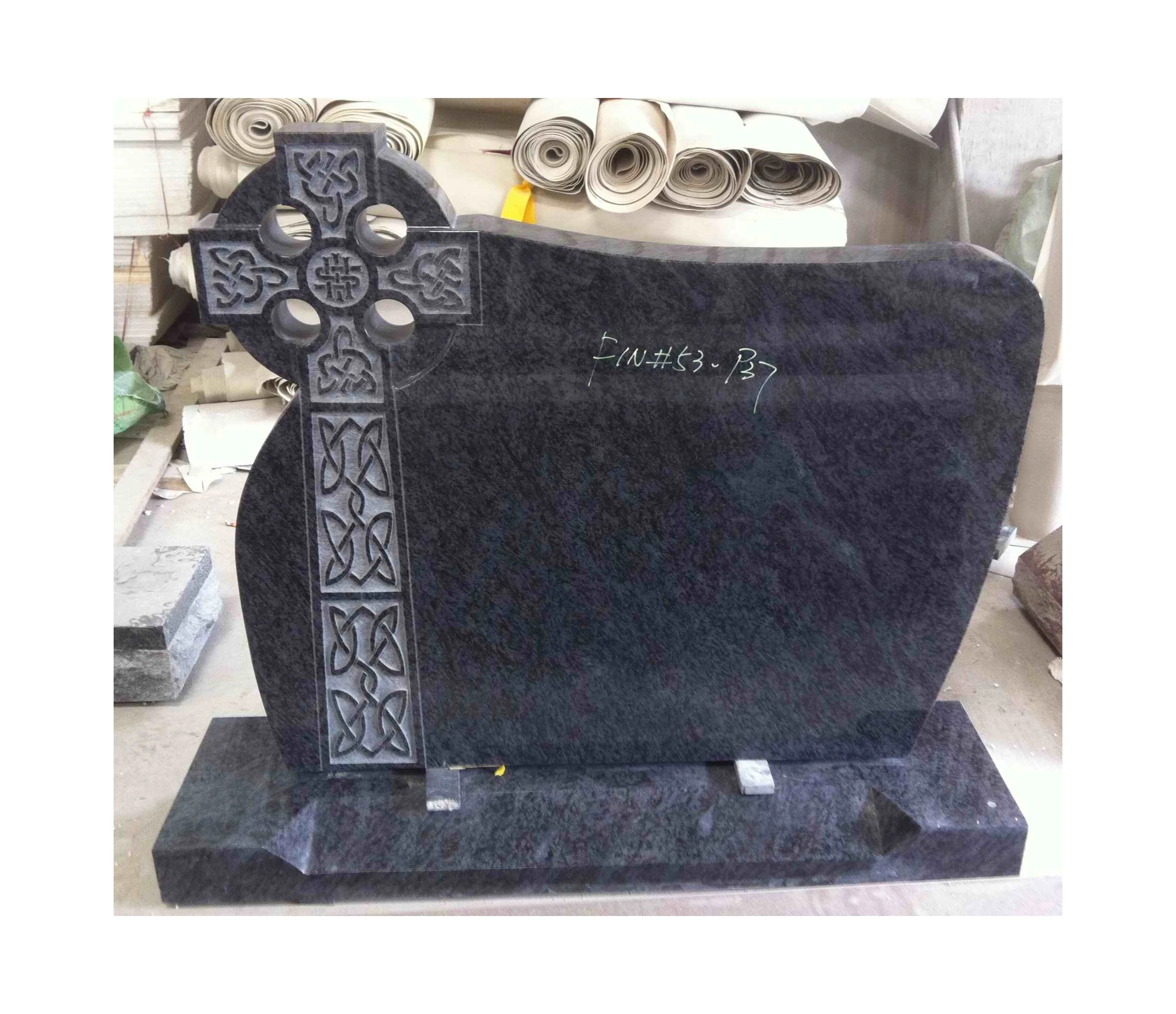 Germany Tombstone Color Granite Headstone Blue Granite Headstone European Style Poland Granite Monument