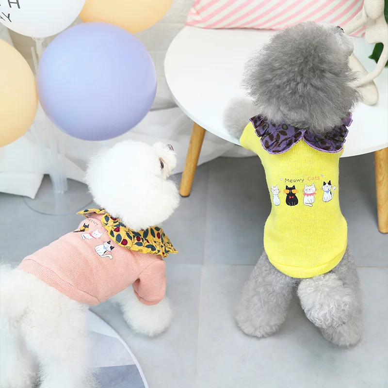 Casual solid color wool two-legged dog clothing knitted dog sweater thickened warm dog clothing pet clothing