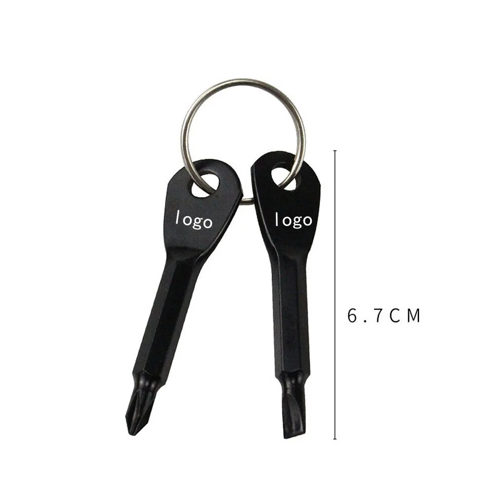 Custom Logo Mini Keychain Screwdriver,Outdoor Portable EDC Multifunction Screwdriver Set Flat Head & Phillips Screwdriver
