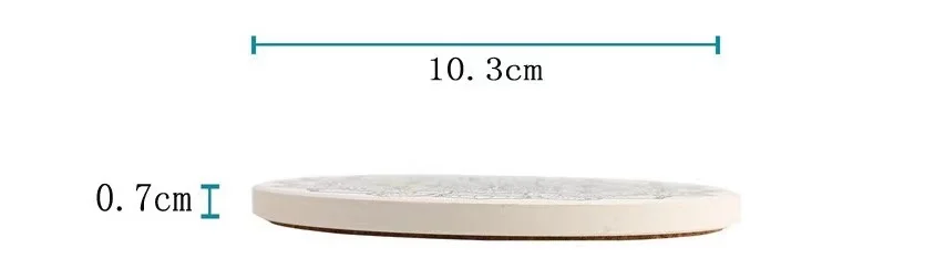 Blank Diy Absorbent matt shinny Ceramic Coasters Stone Coasters For Drinks With Cork Back