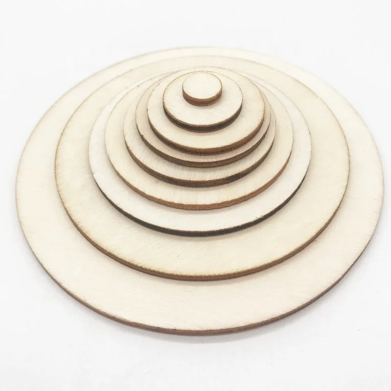Natural blank custom size wooden circle  Round Disc Unfinished Wood Cutout Circles