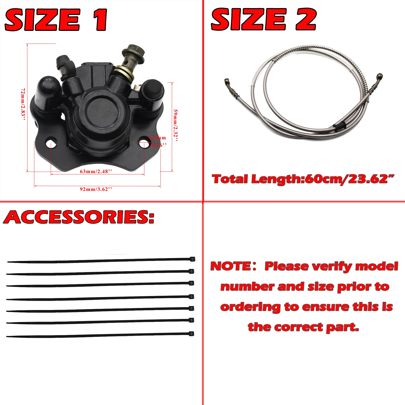 Braided Hydraulic Brake Hose Line Pipeline with Brake Front Rear Caliper For Chinese GY6 Scooter ATV Dirt Bike Go Kart