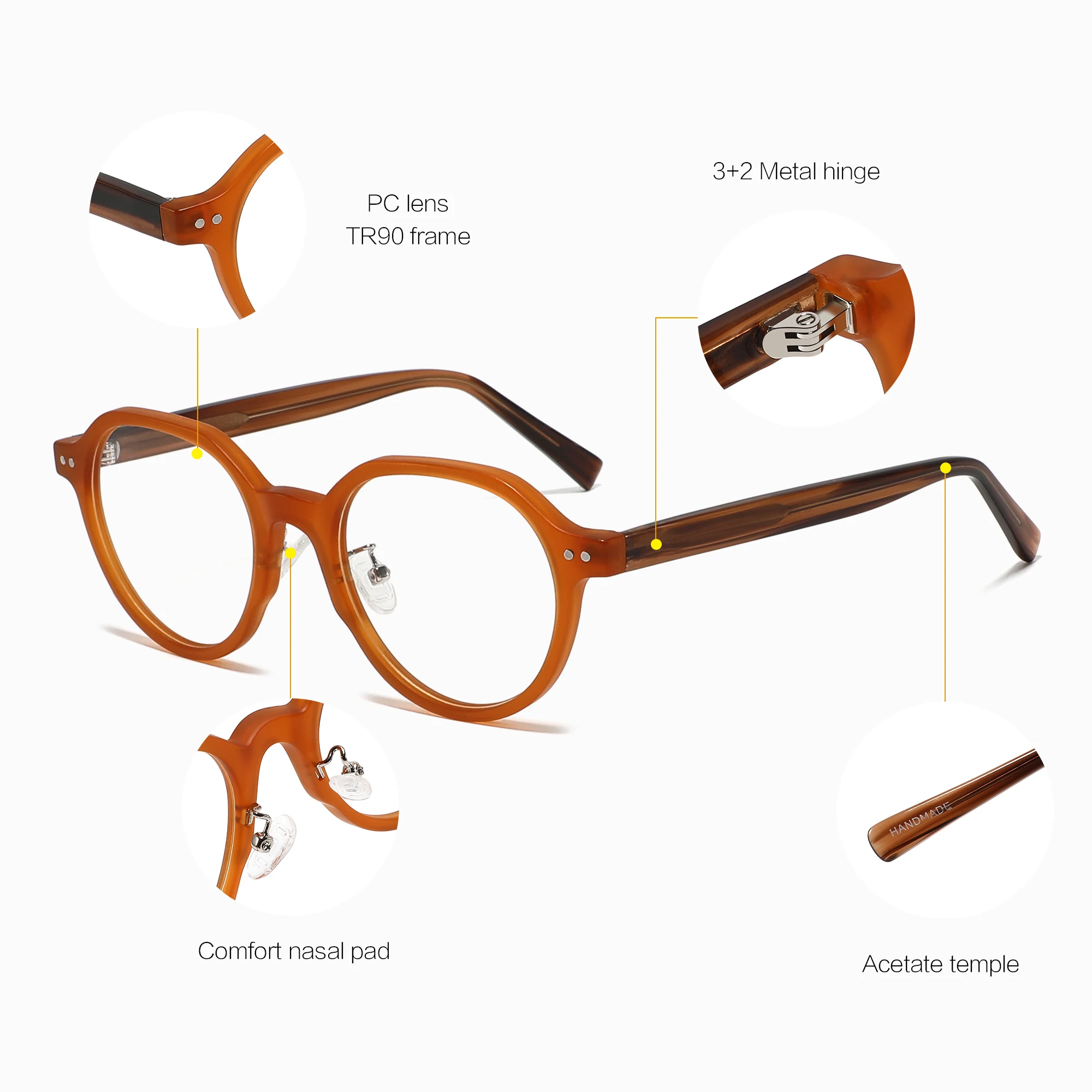 2023 Latest Good Quality Round Frame Acetate TR90 Eyeglasses Blue light Men Women Optical Glasses