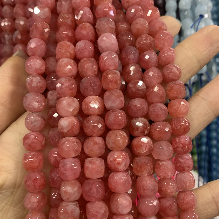 wholesale Dyed jade Semi-precious Stone 8*8mm Square faceted bead Cube Beads For Jewelry Making