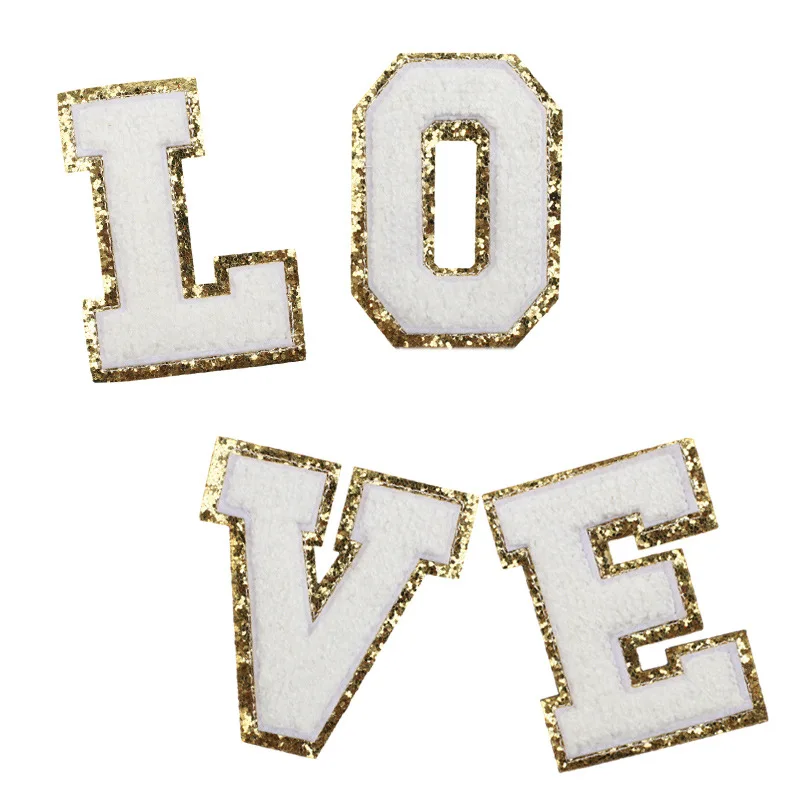 Sequins Jersey Numbers And Letters Patch Iron On Alphabet Letters Heat Press Chenille Letter Patch
