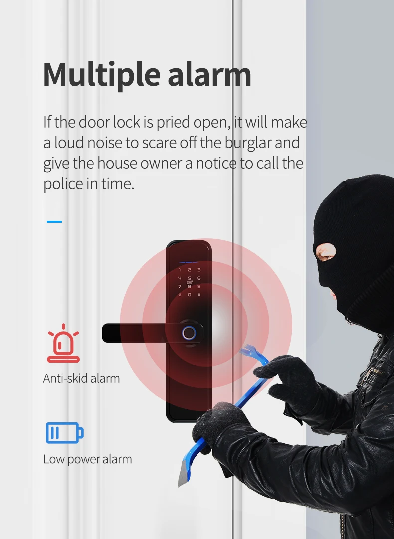 Rfid Smart Door Lock Outdoor Mechanical Key Or Keyless Entry Tuya Wifi Fingerprint Home Door Locks