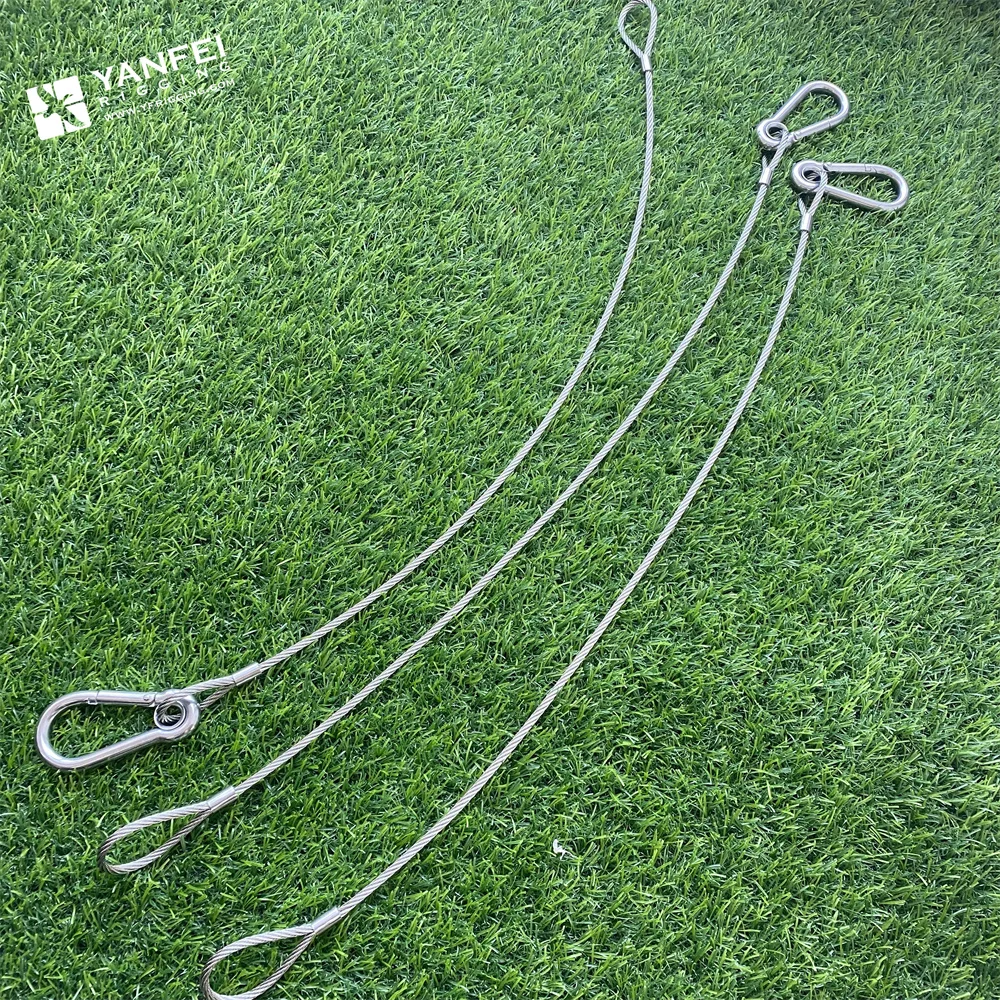Steel Wire Rope Cable Sling With Eyelet Snap Hook, Safety Lock Wire With Carabiner
