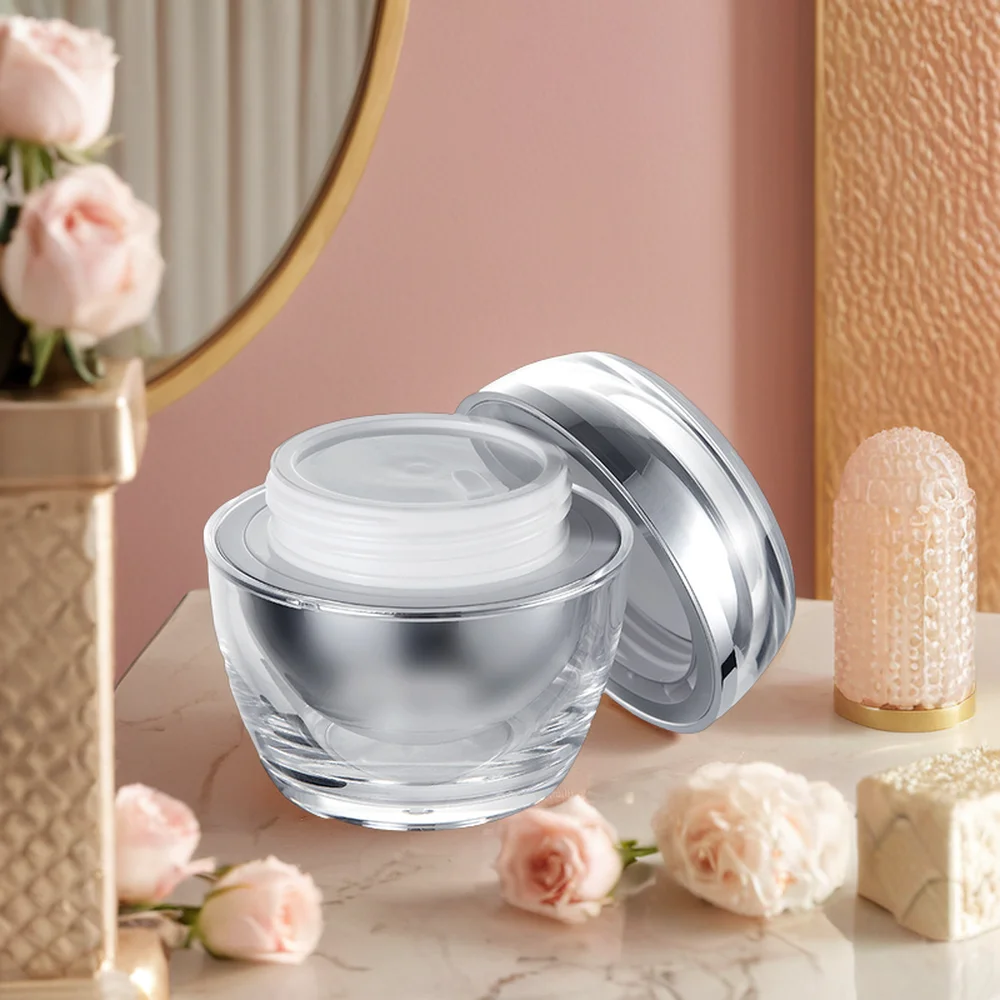 Manufacturer wholesale Luxury Amazing Green Color Empty Ball Shape Serum Jar Acrylic Cosmetic Cream Jar 50g