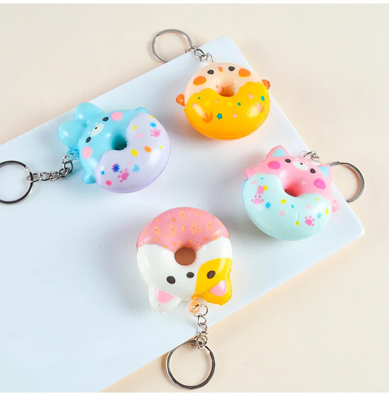 Kids Educational Custom Cute Animal Doughnut Shape Toys Anti Stress Pu Foam Reliever Squeeze Soft Slow Rising