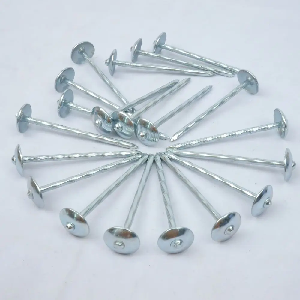 Africa market Good price Galvanized umbrella nail 60mm 70mm 80mm  smooth  twist shank roofing  cap roof nail 2.5inch 3inch 4inch
