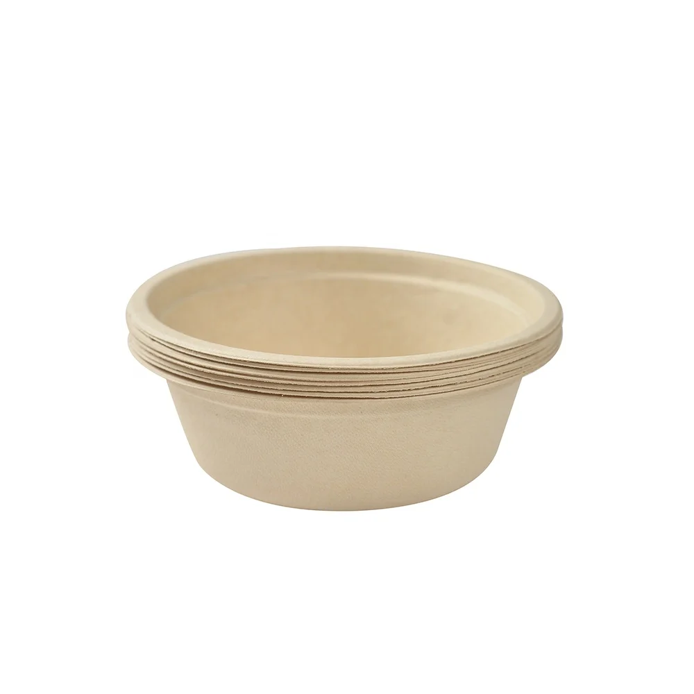 Eco Friendly Disposable Biodegradable Sugarcane Pulp Round Take Out Fast Food Compostable Packaging Bowl