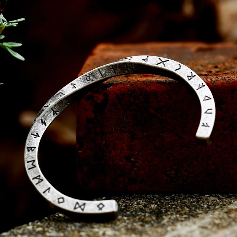 2024 New Style Titanium Steel Runes Amulets Bracelet Bangle Wristband Cuff Bracelets For Men Fashion Jewelry