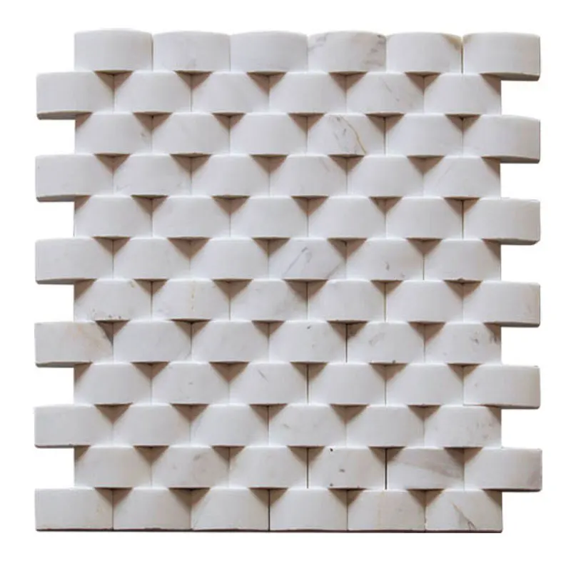 Top Manufacturer3D Cambered 1x2 Brick Curved Arched Mosaic stone customize white beige green coffee 3D Modern Wall Panels