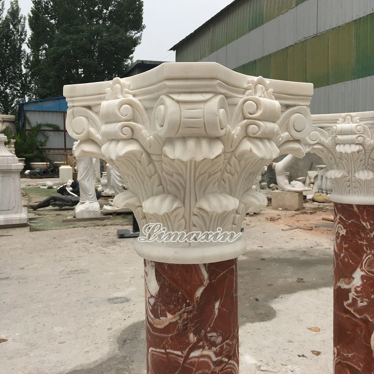 Mixed color luxury design interior decorative natural marble pillars Corinthian capital Roman stone columns