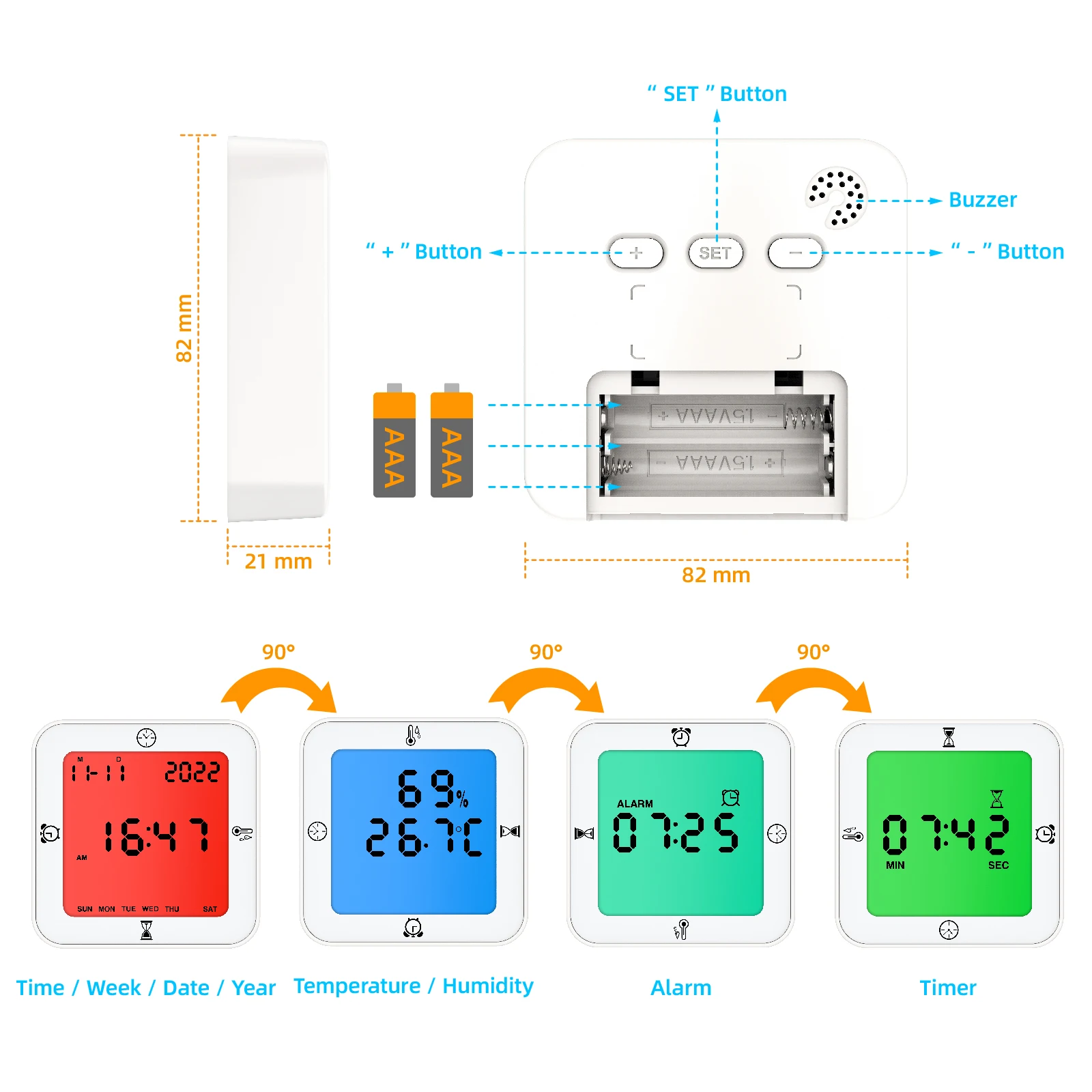 2023 new product Digital Multifunction smart Alarm Clock Time Display desk clock with temperature display Indoor Thermometer
