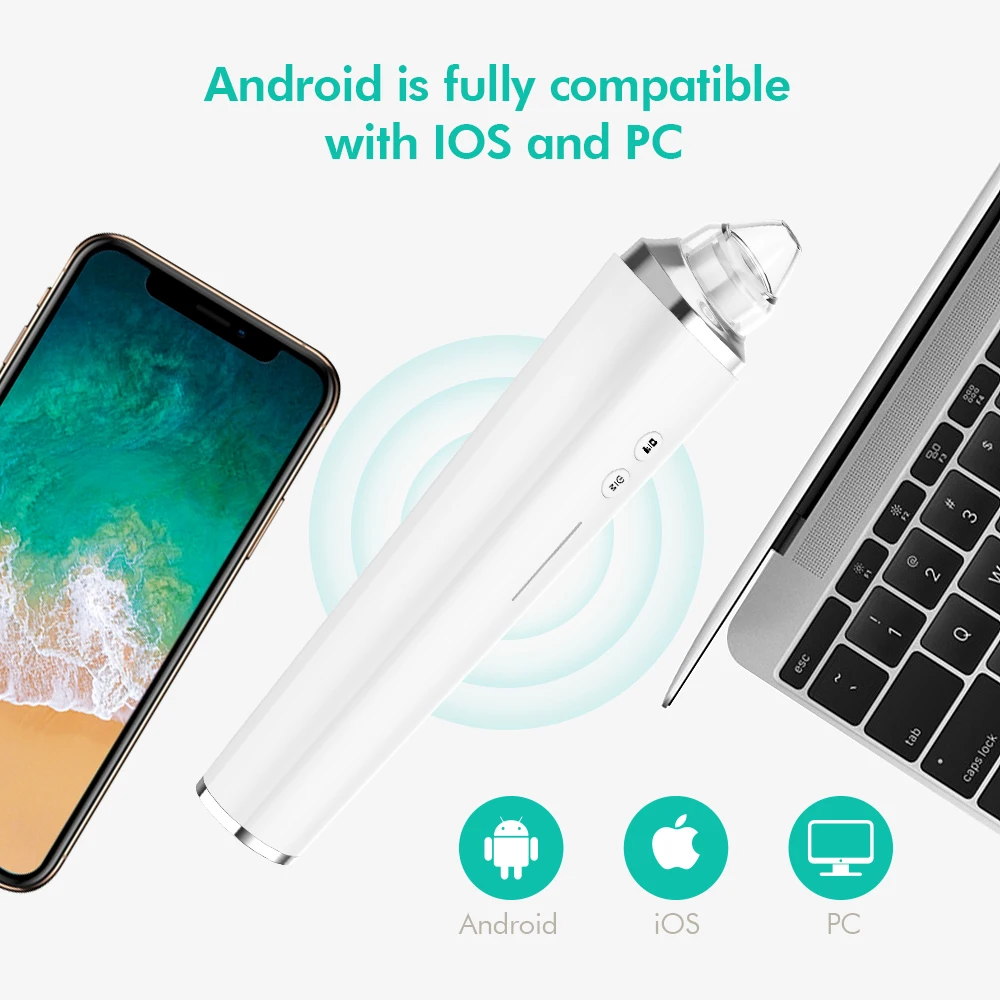 IFINE Beauty WiFi Facial Pore Cleaner 5MP 20X Magnification Vacuum with Camera for Acne Treatment and Blackhead Removal