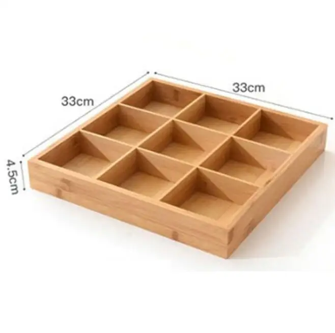 Бамбуковый деревянный поднос с разделителем и индивидуальным логотипом для конфет, орехов, лоток для хранения ювелирных изделий