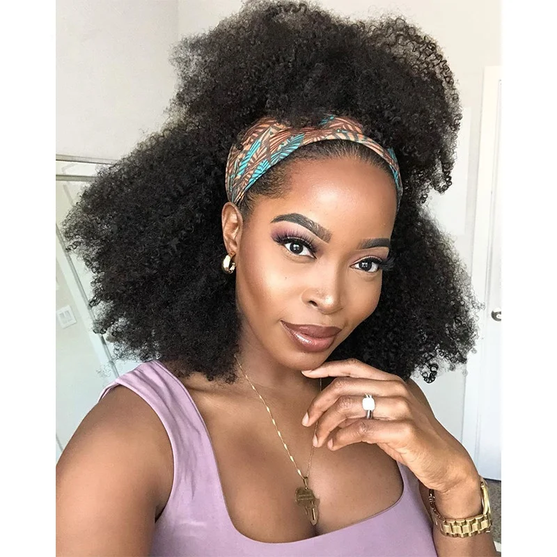 
 Горячая продажа продуктов 2021 Повязка На Голову Парики для черных женщин 4b 4c половина парик с повязкой афро кудрявые волосы парики  