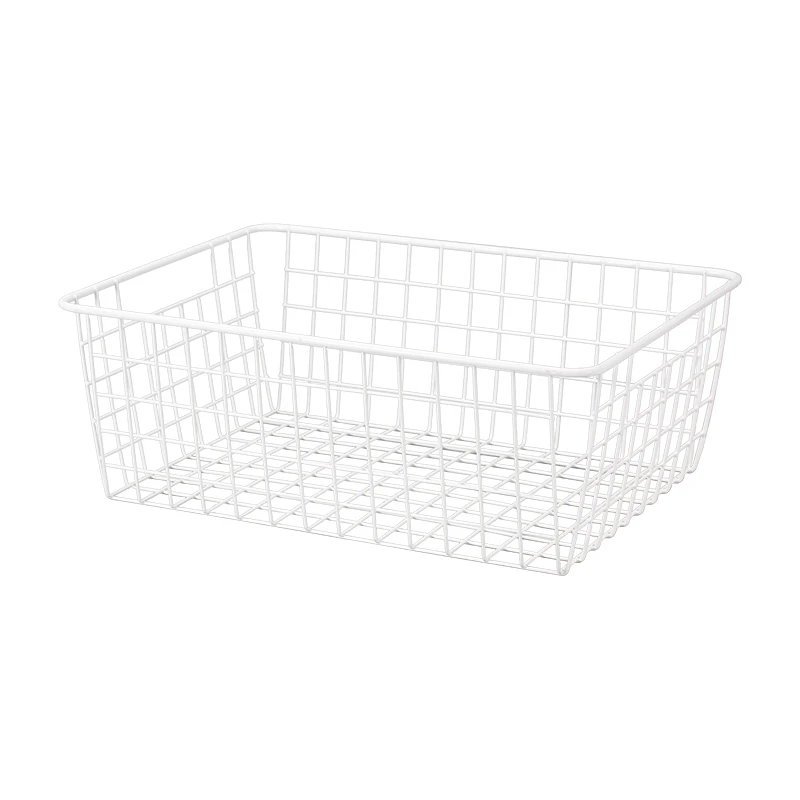 Square White household Metal Basket with handle for sundries