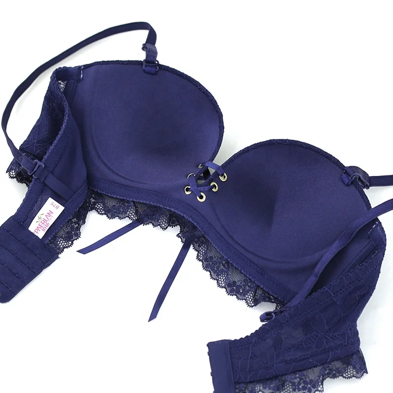 Young Girls Lace Sexy Blue Images Push up Bra for Women Fashionable Bra