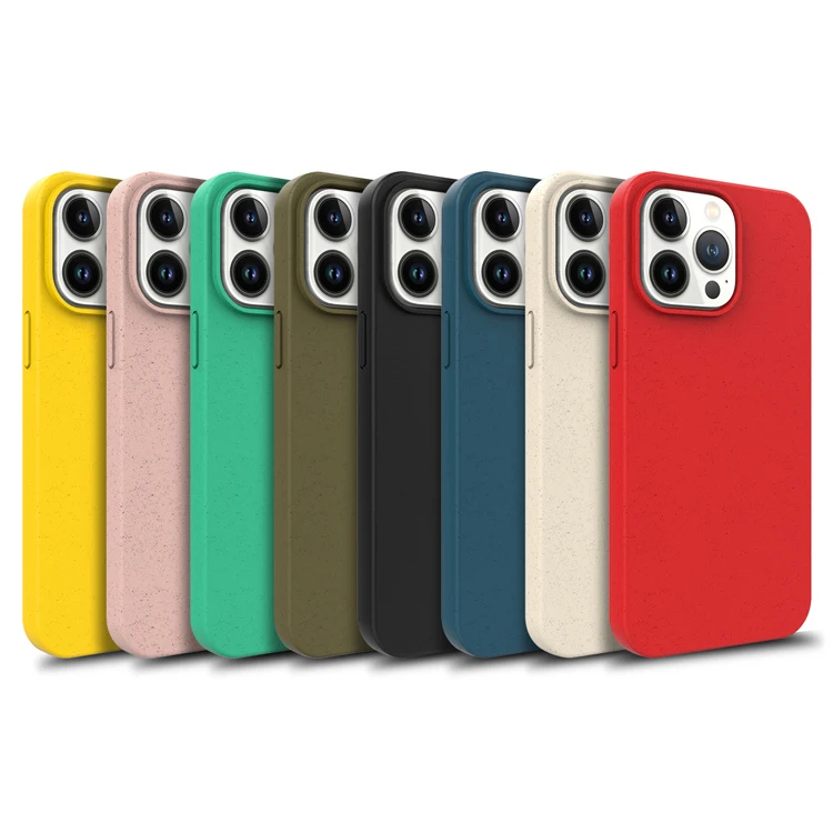 For iPhone 14 Pro 13 12 Mini 11 Pro Max XR XS Solid Color Matte Bumper Soft TPU Phone cover Eco-friendly Wheat Straw Cas