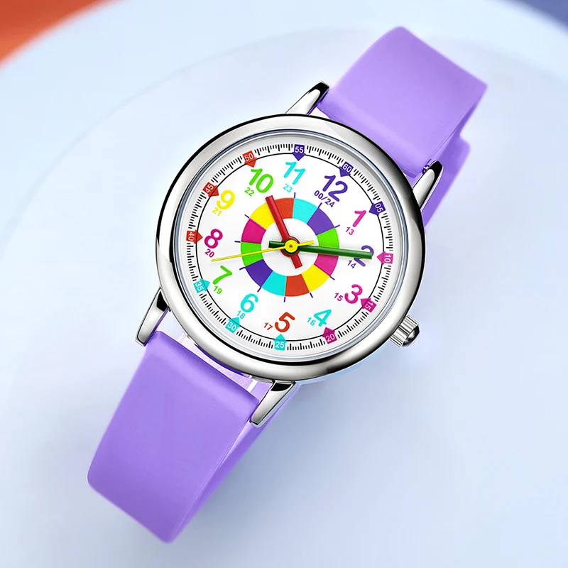 Purple Utakata waterproof kids Silicone Strap Colorful children Watches candy color  Kid Watches In Wristwatches A0009