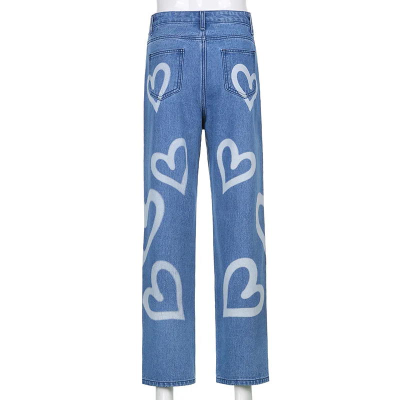 2021 Fall Fashion Girls Trousers Blue Patch Split Hem Tassels Bottoms Women Long High Waist Jean For Ladies Latest Denim Pants