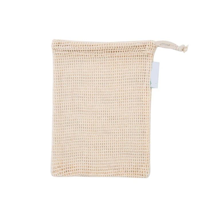 Multi Size Solid Color Cotton Produce Bags Set Washable Reusable Fruit Vegetable Cotton Mesh Bag