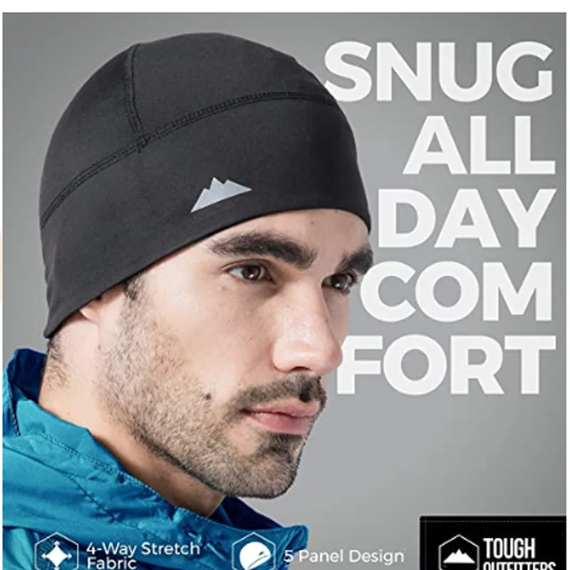 Warm men running beanie helmet lining suitable for wearing beanie under the helmet