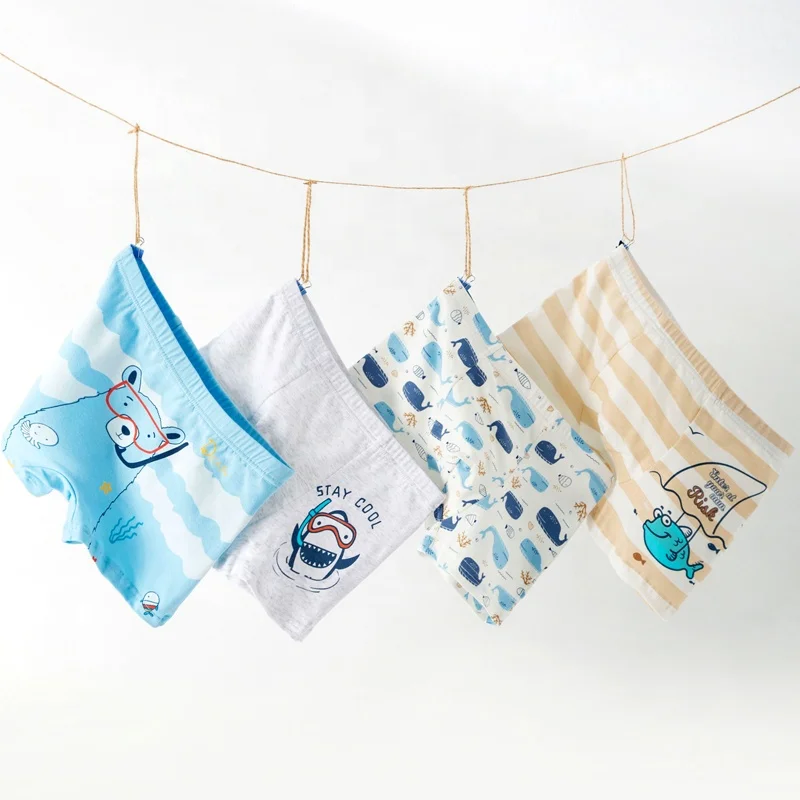 Wholesale Kids Underwear 95% Cotton 4 Pieces Pack Baby Underwear Sets 1-8 Years Boys Children Panties Boxer Shorts