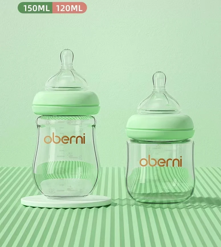 Baby Feeding Bottles Baby Breast Milk Bottle 120ml/150ml Baby Bottle High Quality High Borosilicate Glass Food Grade Silicone