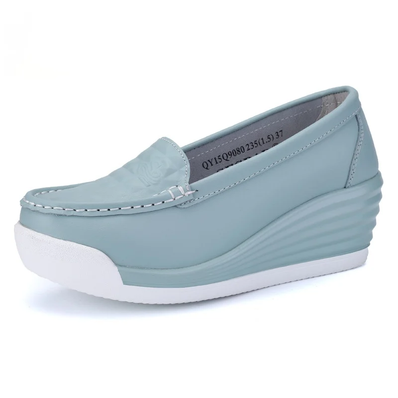Fashion Platform Whoes Comfortable Mother Shoes Increase 6cm Casual Nurse White Shoes Wedges for Women Heels