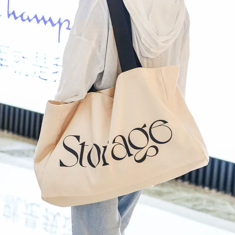 Original Custom Logo Reusable Shopping Large Cotton Bag Tote Bag for Canvas Women Grocery Shopper Shoulder Travel Beach