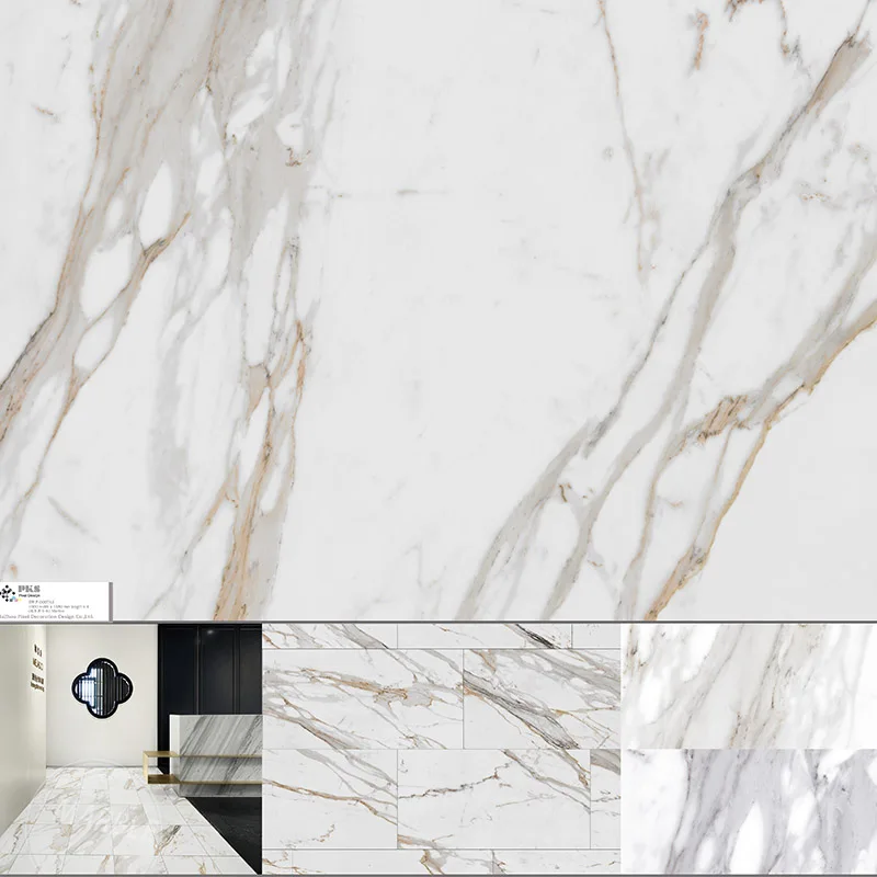 Stone Design High Glossy Series Marble Grain PVC Decorative Film For Hot Press Wall Decor Vacuum Film