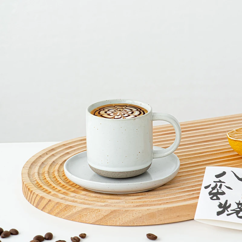 5 oz Morandi Color Ceramic Mini Espresso Coffee Cups set with saucer pottery Demitasse mugs