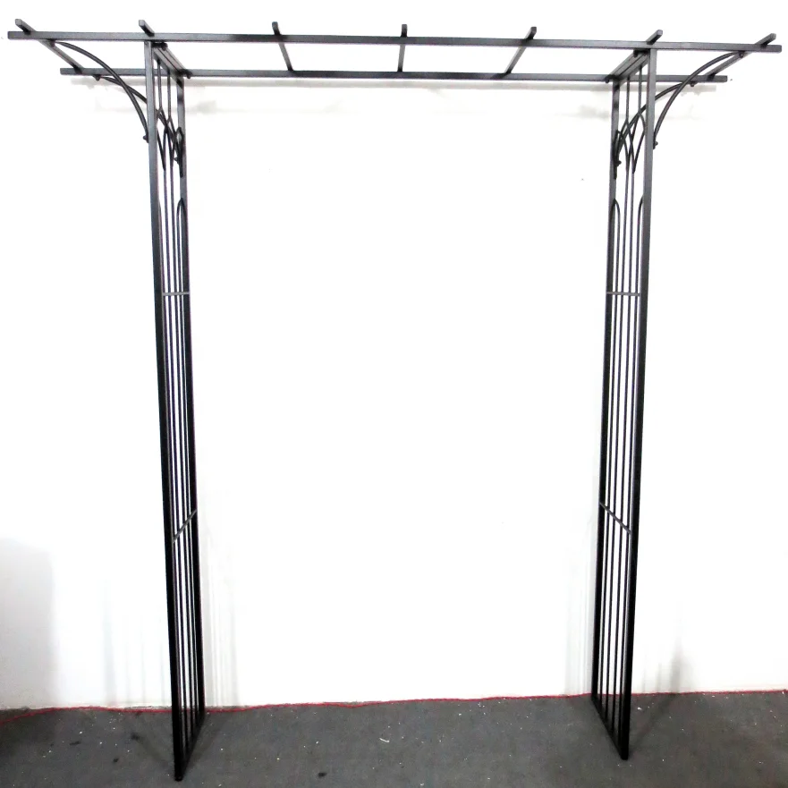 Factory price iron fencing trellis arch with gate for plant flower climbing garden growth support metal  fence panel