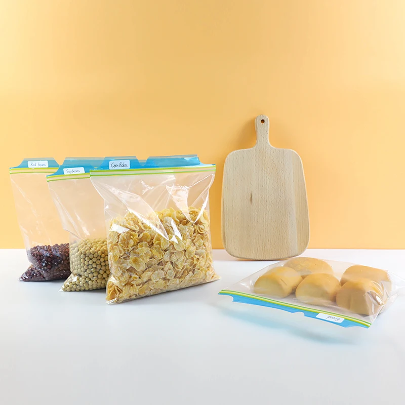 ECO Friendly Gallon Size Reusable  Compostable  Double Zip Lock Freezer Bag With High Tab Lip