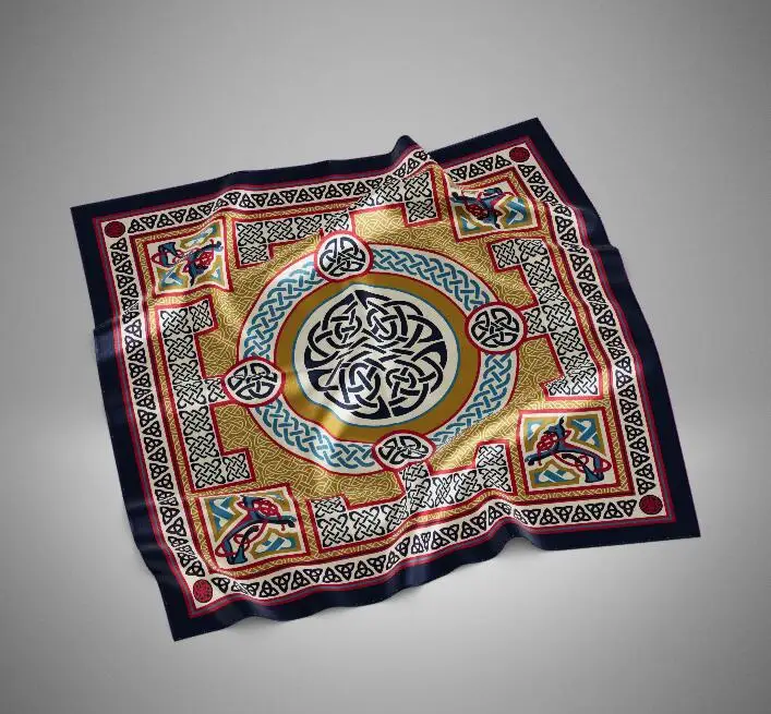 Custom logo luxury 90 x 90 scarf silk hand scarves bag handle scarf