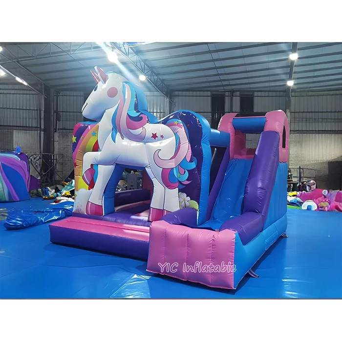 Commercial Unicorn Inflatable Bouncy Castle with Slide Kids Jumping House Inflatable Jumper for Fun and Play