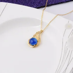 Aug jewelry New simple thermochromic stone swan pendant necklace fashion personality clavicle chain necklace