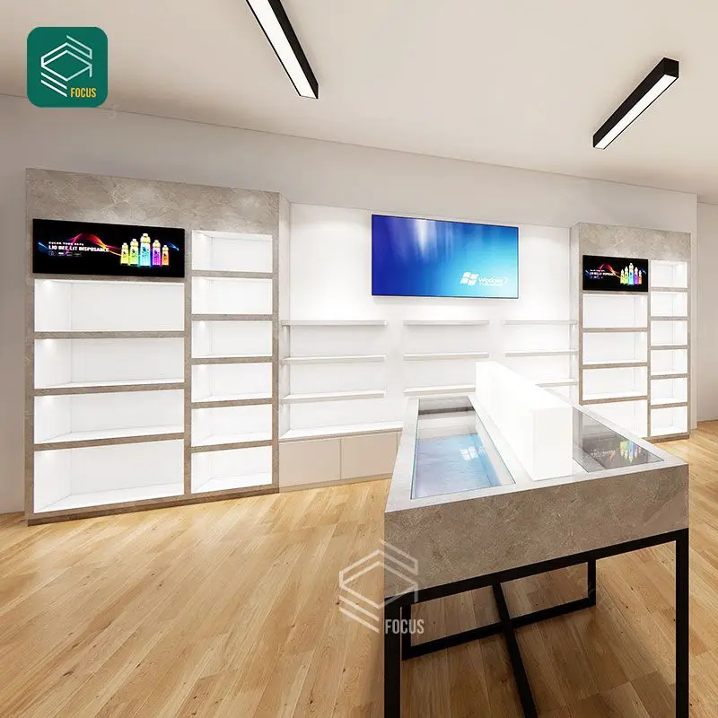 Modern Display Shelves Wall For Retail Stores Glass Showcase Table Cigarette Fixtures Tobacco Display Cabinet