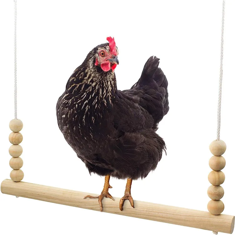 Chicken Swing ,Toy for Coop (Round Bar) Natural Safe Large Wood Perch Ladder for Poultry Run Rooster Hens Chicks Pet Parrots