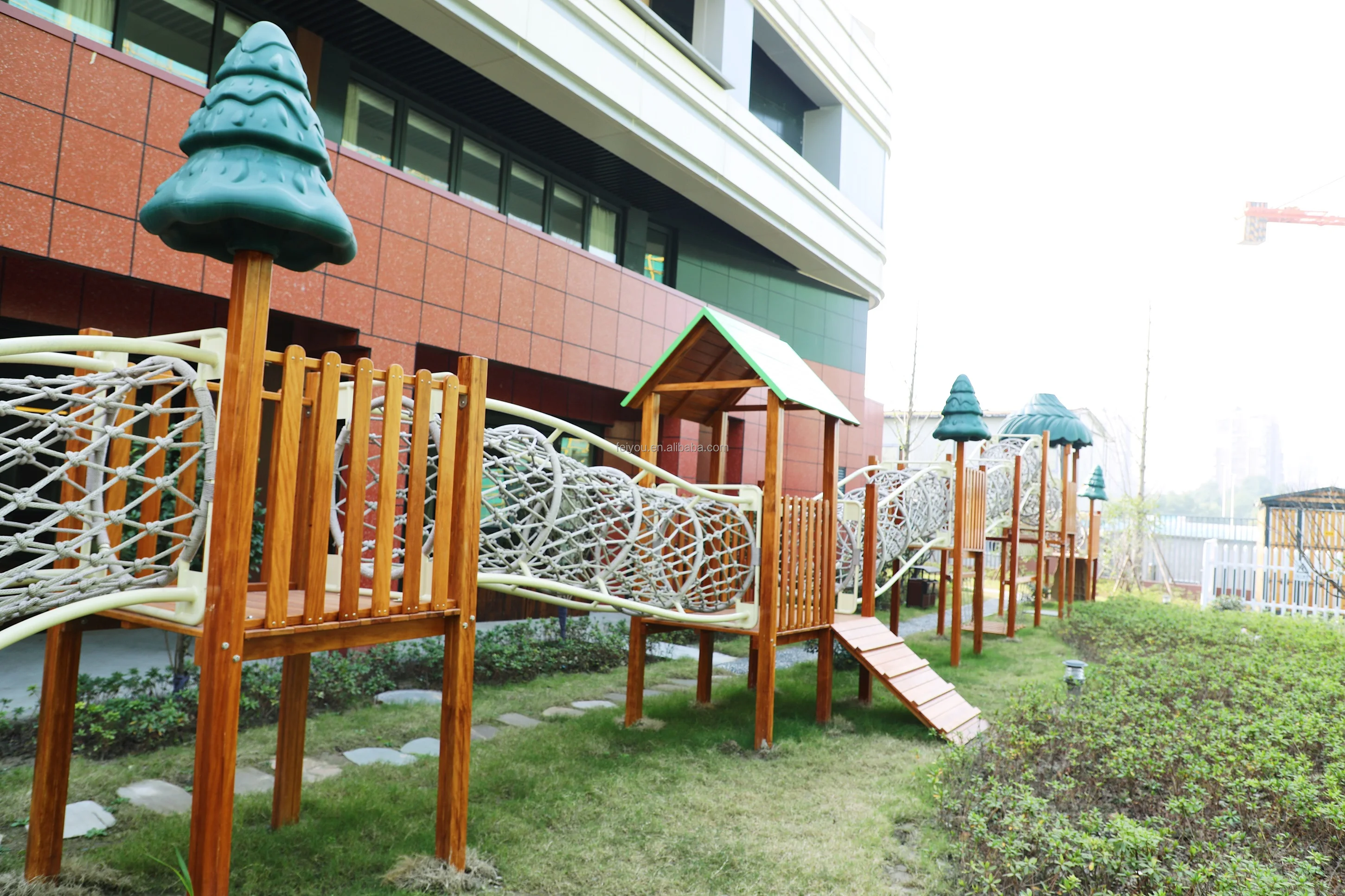 Game Area wooden Outdoor Amusement Park Equipment Wooden Seesaw for Kids