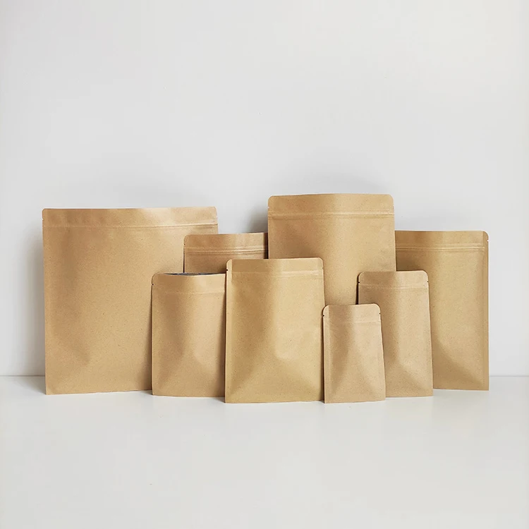6x8cm Barrier Kraft Paper Bag Aluminum Foil Sample Sachet Pack With Mini Zip Lock Baggies Sachet Sample Bags