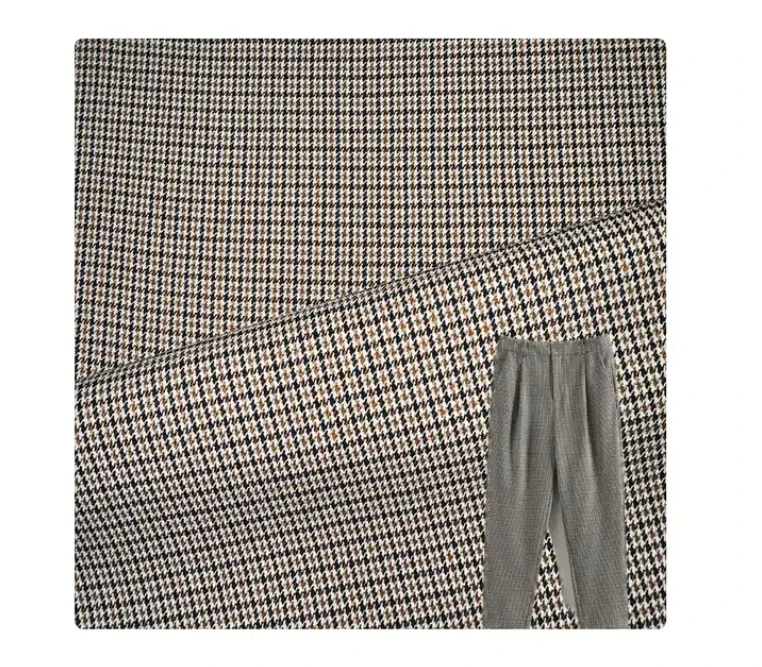 Stretch Yarn-Dyed Houndstooth Fabric for Suits Trousers Pants British Style for Vest Coat Plaid Fashion Spring Autumn PES