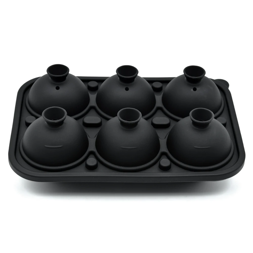 Whiskey Novelty Sphere Ice Molds BPA Free 3D Baseball Ice Cube Tray 6 Cavities Baseball Ice Ball Mold with Funnel for Cocktails
